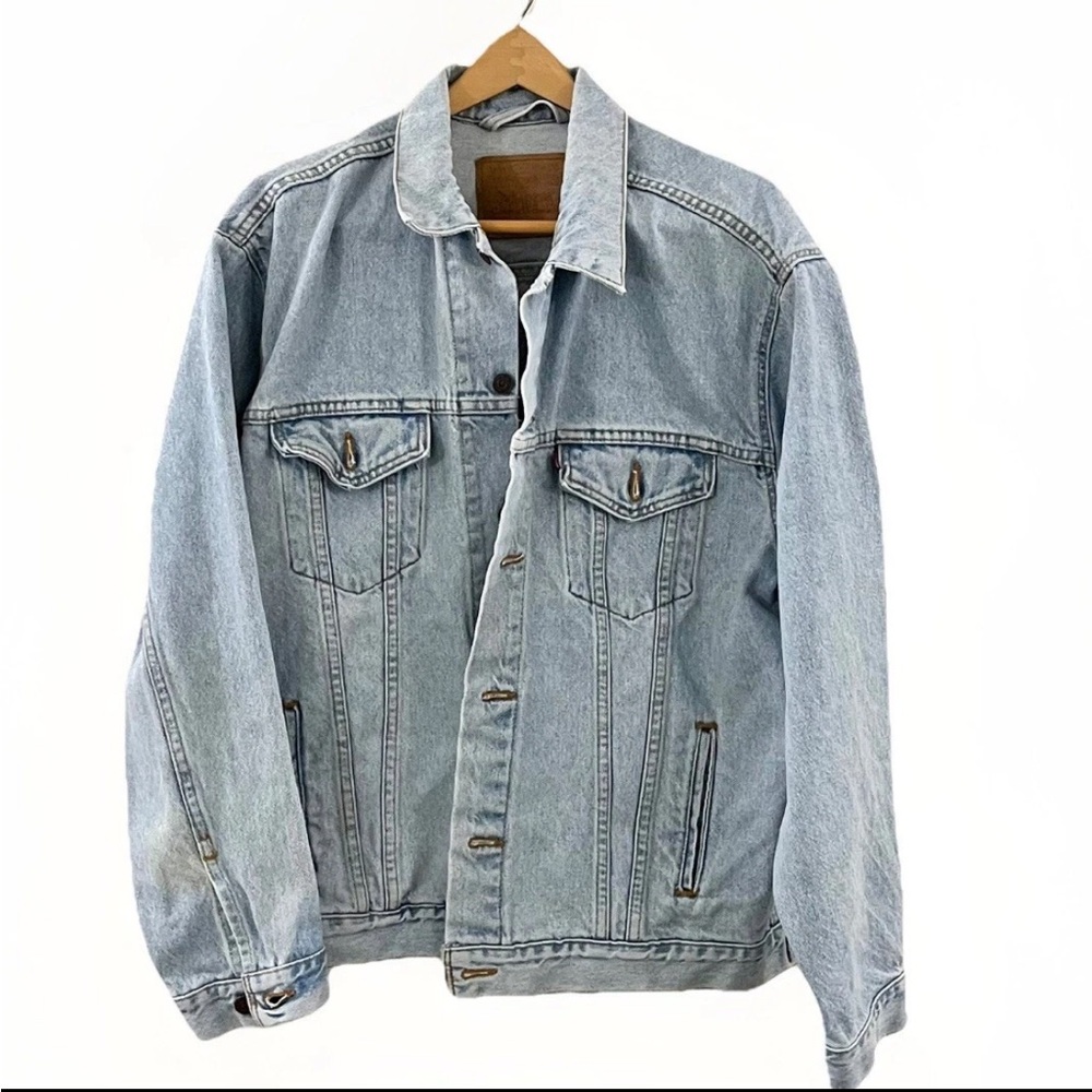 Vintage 90'S 🌟 Levi's Mens XL 70507-0313 Denim Trucker Jacket Light Stonewashed